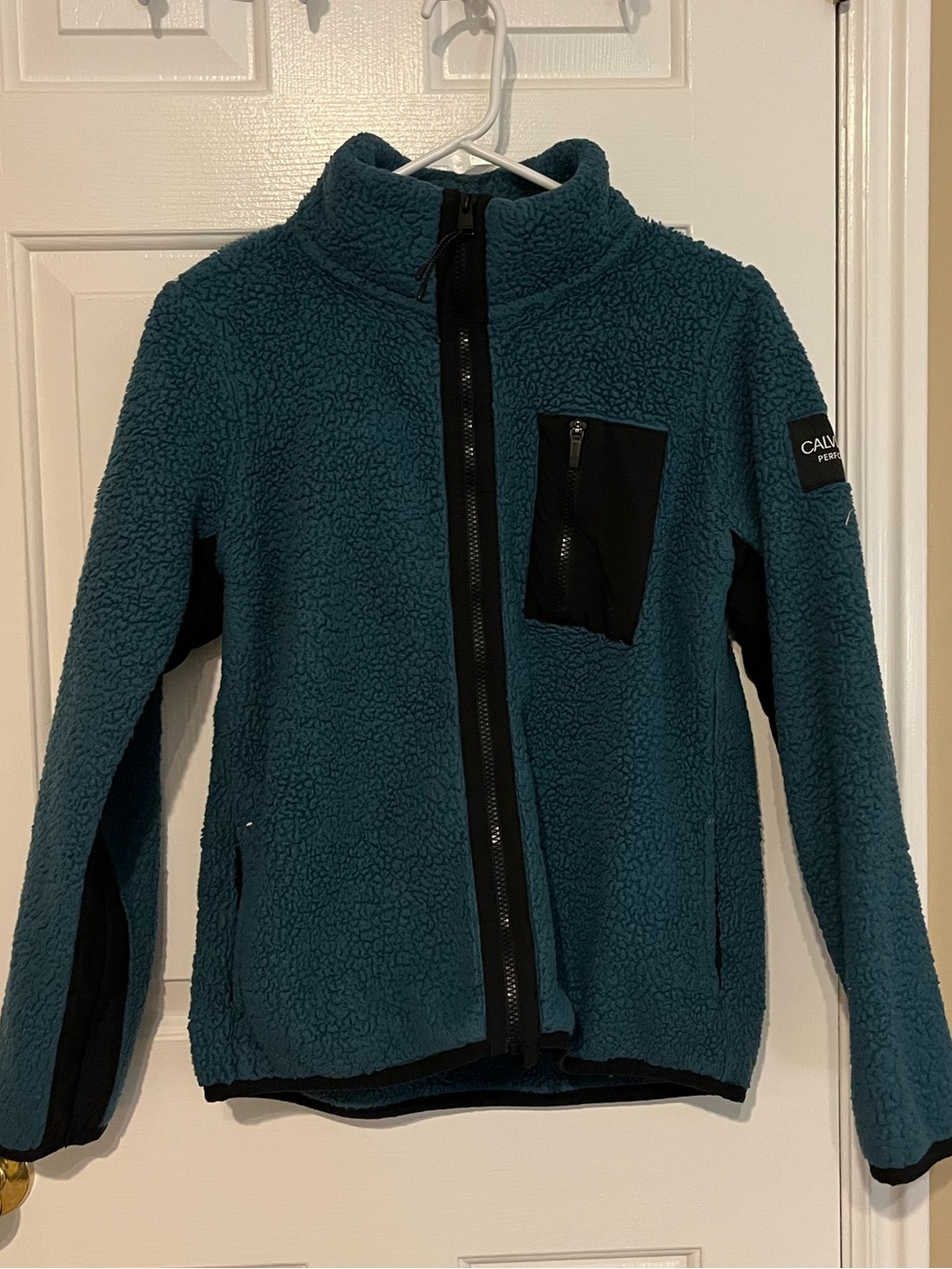 Calvin Klein Teal Sherpa Zip-Up Jacket